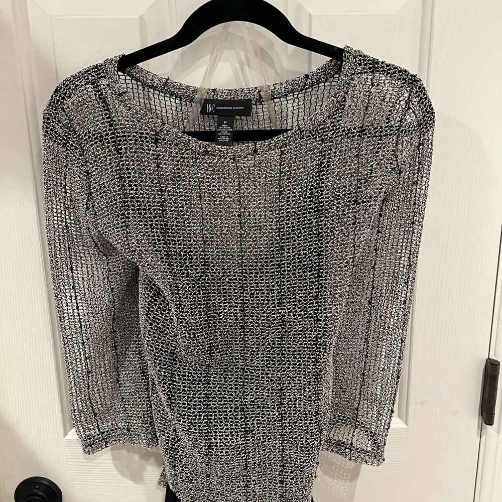 INC International Concepts Silver Knit Top